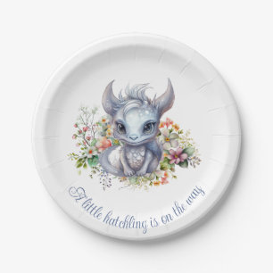 Baby Silver Dragon Baby Shower Paper Plates