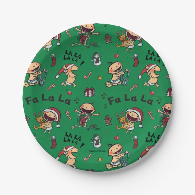 Baby Singing Carols Pattern Paper Plates (Front)