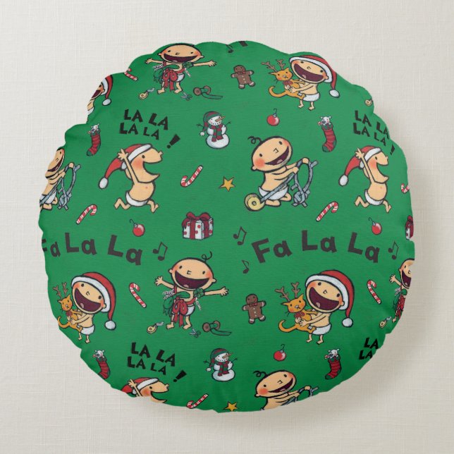 Baby Singing Carols Pattern Round Pillow (Front)