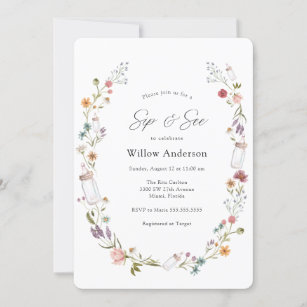 Baby Sip and See Wildflower Invitation