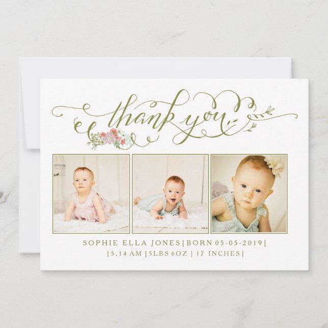 Baby Sip & See Thank You Birth Announcement (Front)