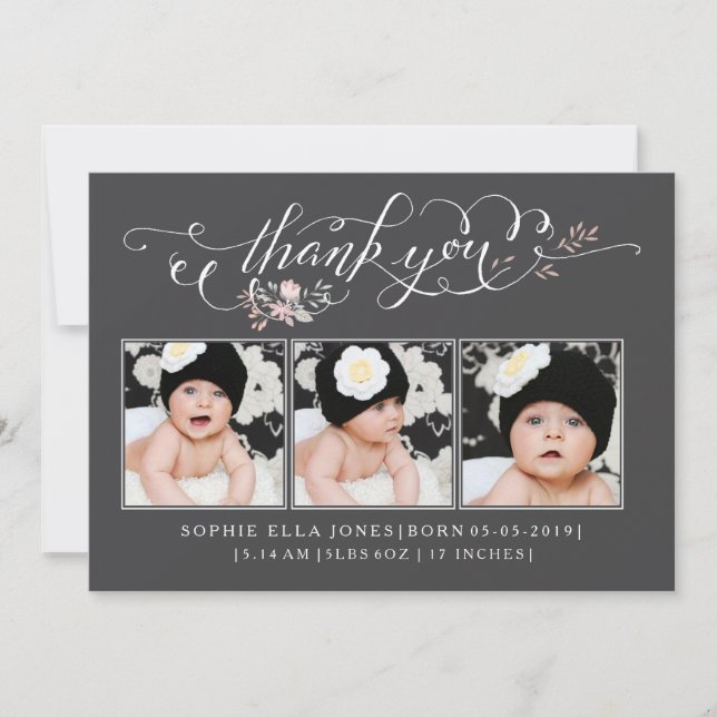 Baby Sip & See Thank You Birth Announcement (Front)