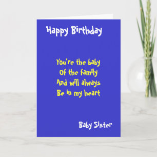 Baby sister Birthday Card