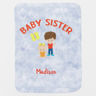 Baby Sister with Big Brother Personalized   Blanket