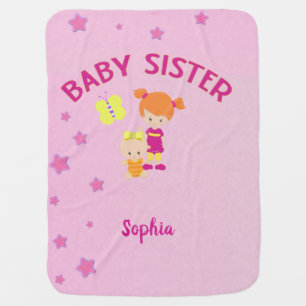 Baby Sister with Big Sister Personalized Blanket