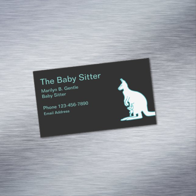 Baby Sitter Kangaroo Theme Business Card Magnet (In Situ)