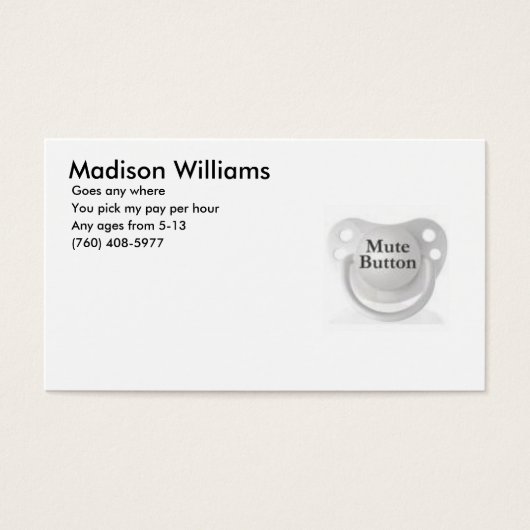 Baby sitting cards (Front)