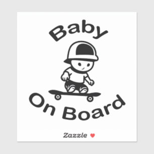 Baby Skateboarder on Board Sticker