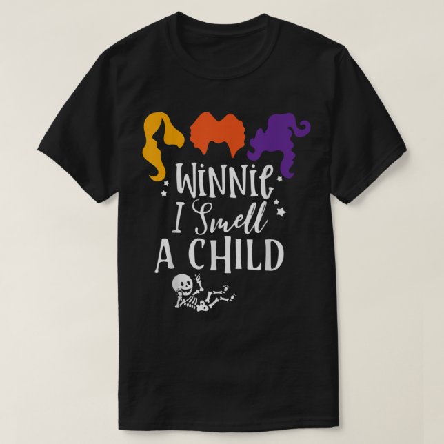 Baby Skeleton Pregnancy Halloween Winnie I Smell A T-Shirt (Design Front)