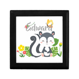 Baby Skunk, Butterfly & Flowers Gift Box