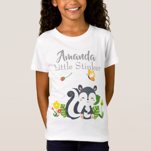 Baby Skunk Butterfly  Flowers T_Shirt