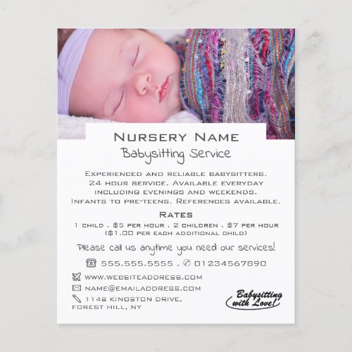 Baby Sleeping Babysitting Daycare Nursery Advert Flyer