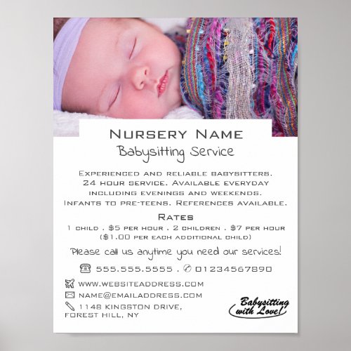 Baby Sleeping Babysitting Daycare Nursery Advert Poster