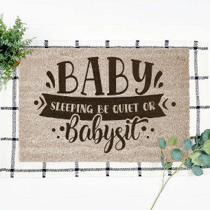 Baby Sleeping Be Quiet or Babysit Coir Fiber Doormat