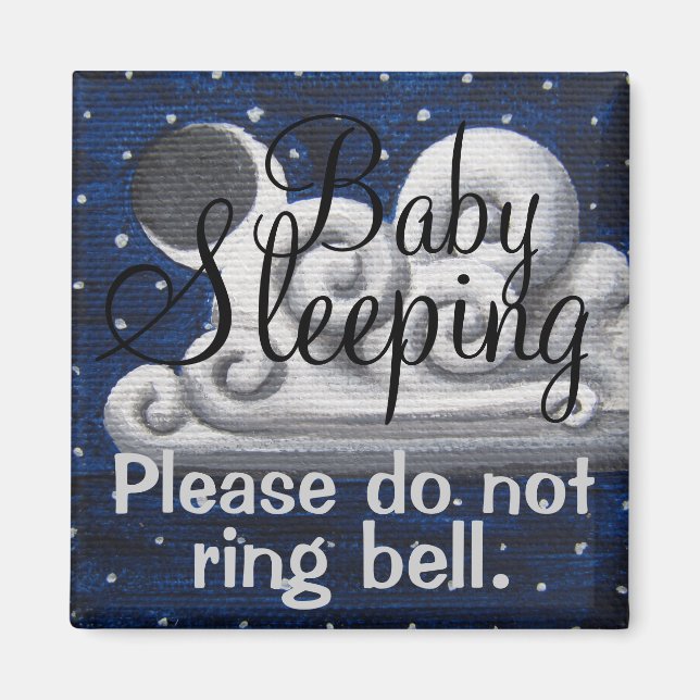 Baby Sleeping cloudy night front door magnet (Front)