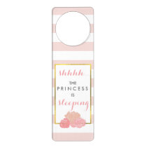 Baby Sleeping Door Hanger Pink Stripe Blush Peony Baby Sleeping Door Hanger Pink Stripe Blush Peony