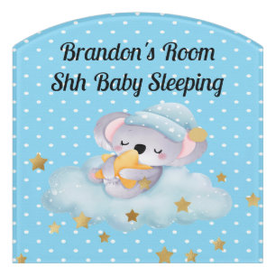Baby Sleeping Door Sign for Boy