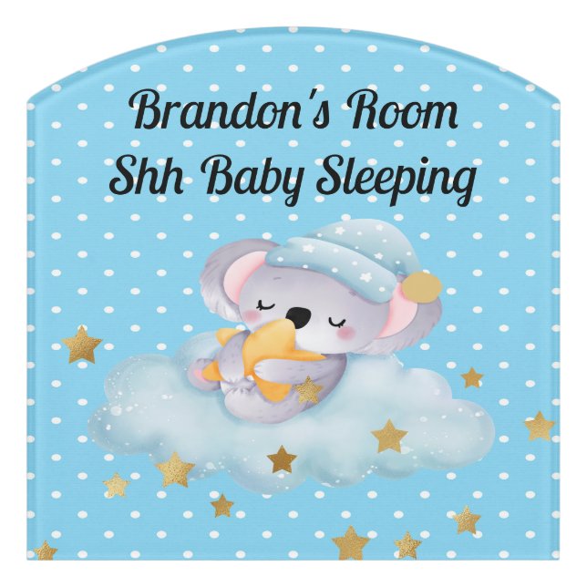 Baby Sleeping Door Sign for Boy (Contour Front)