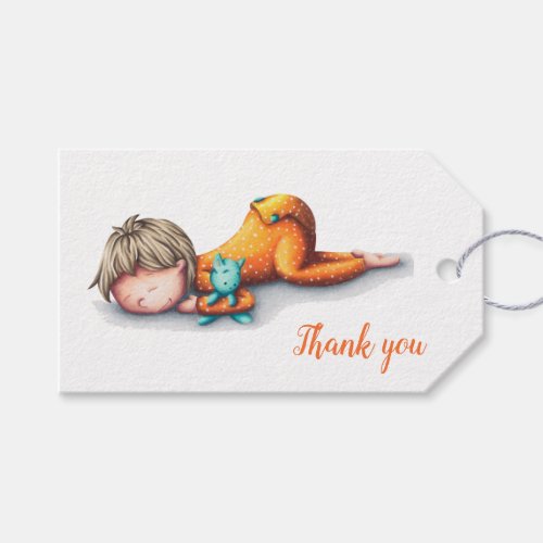 Baby Sleeping in Yellow Pajamas Baby Shower Gift Tags