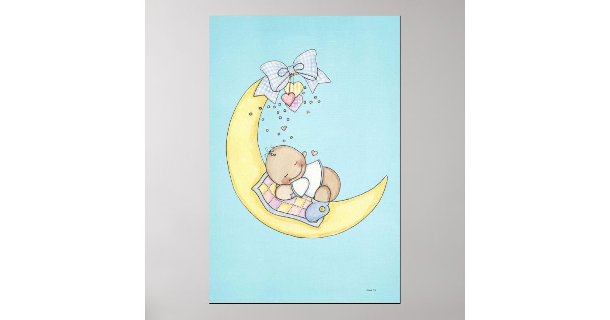 Baby sleeping on moon poster | Zazzle.com