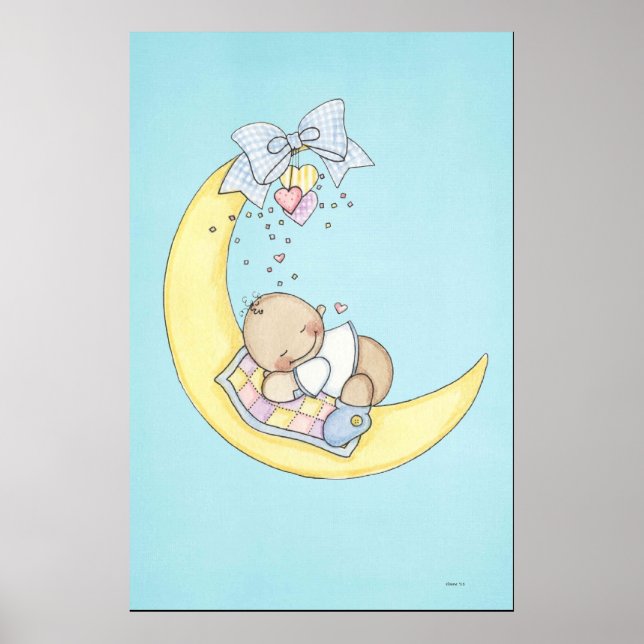 Baby sleeping on moon poster (Front)