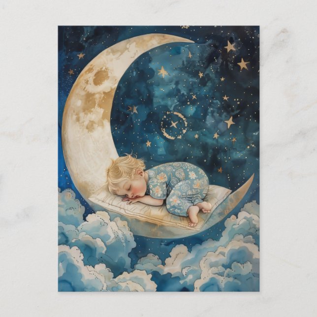 Baby Sleeping on the Moon Postcard (Front)