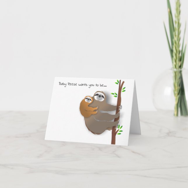 Baby Sloth and Godparent Godfather Proposal Invitation (Front)
