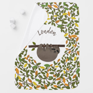 Baby Sloth Autumn Greenery Personalized Blanket