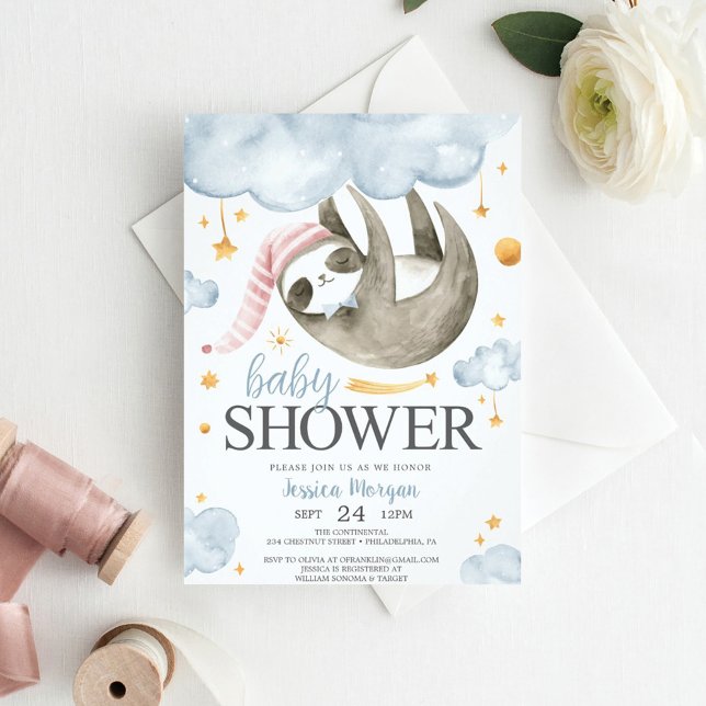 Baby Sloth Baby Shower Invitations (Creator Uploaded)