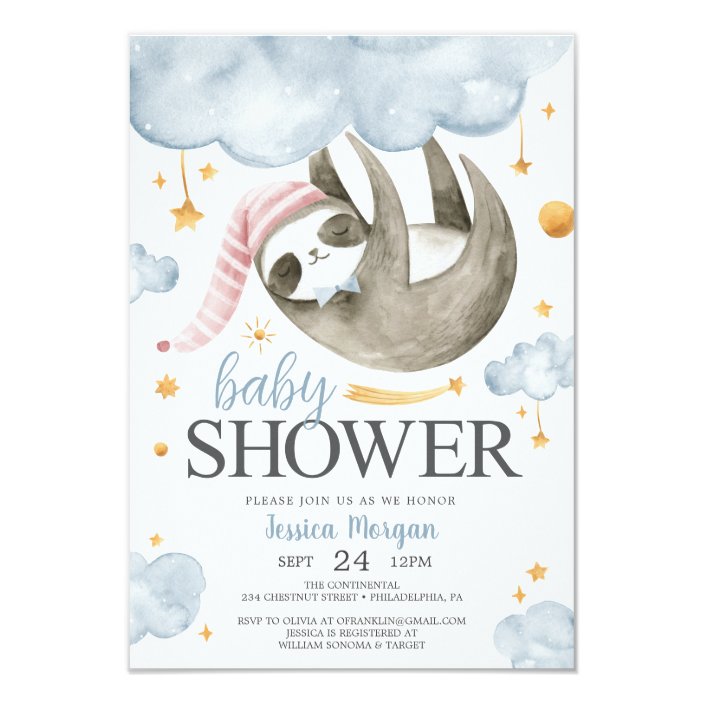 sloth baby shower invites