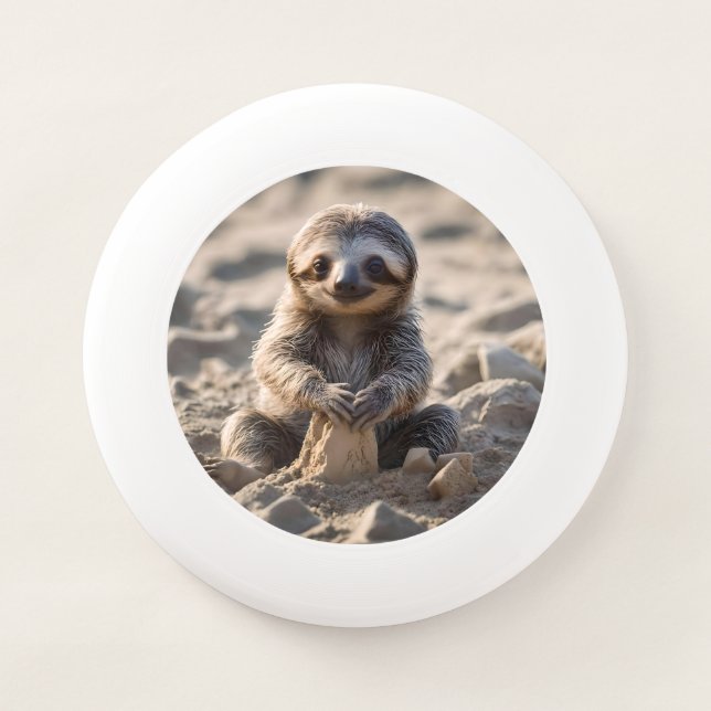 Baby Sloth Building Sand Castles, Wham-O Frisbee (Front)