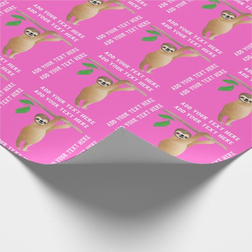 Baby Sloth Cute Personalized Pink Custom Color Wrapping Paper