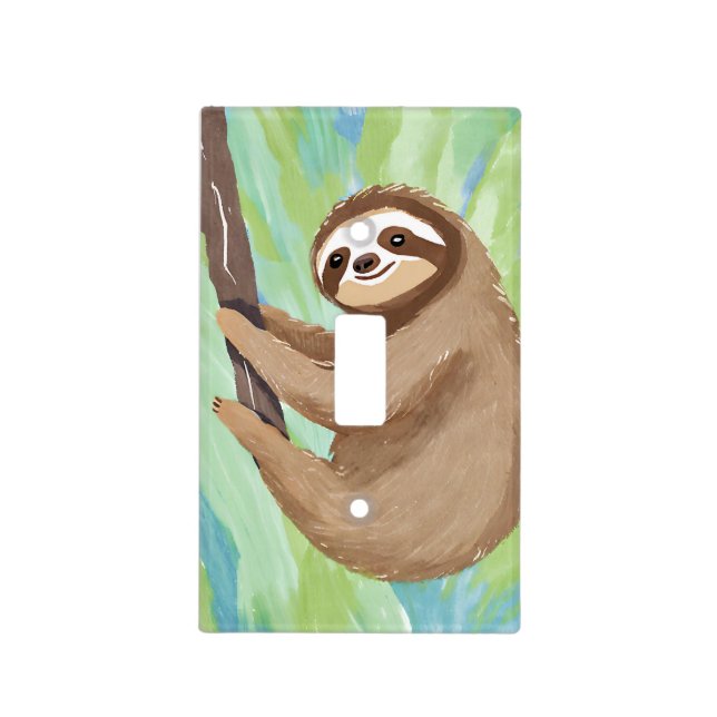 Baby Sloth Hanging Single Light Switch Cover (Front)