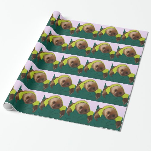 Baby Sloth in Pajamas Wrapping Paper