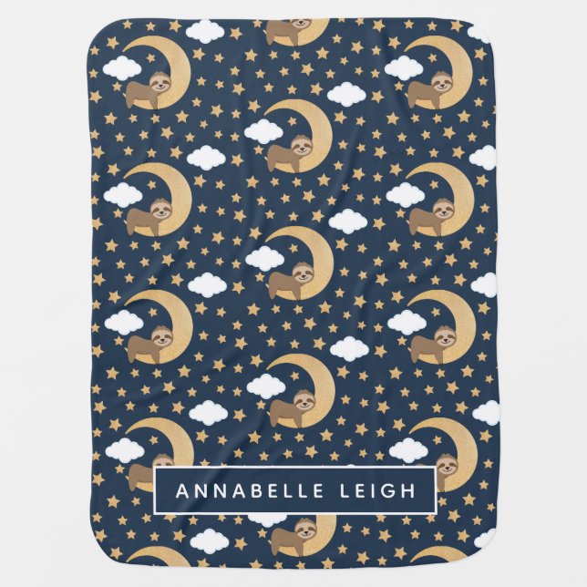 Baby Sloth Moon Baby Blanket (Front)
