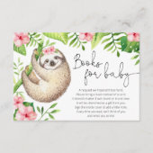 Baby sloth tropical pink greenery books for baby enclosure card (Front)