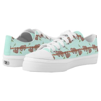 Baby Sloths hanging on Tree Pattern Low-Top Sneakers