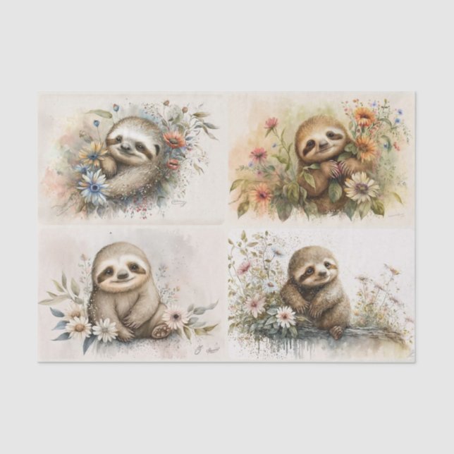 Baby Sloths Tissue Paper (Front)