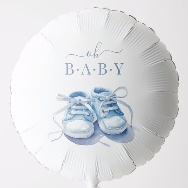 Baby Sneakers Baby Shower Invitation, Baby Boy Balloon (Front)