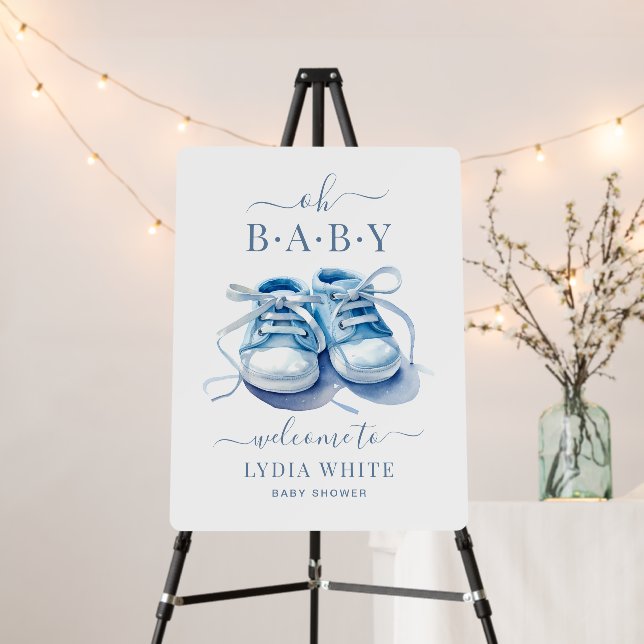 Baby Sneakers Baby Shower Invitation, Baby Boy Foam Board (In Situ (Stand))