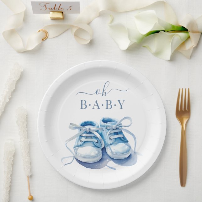 Baby Sneakers Baby Shower Invitation, Baby Boy Paper Plates (Wedding)