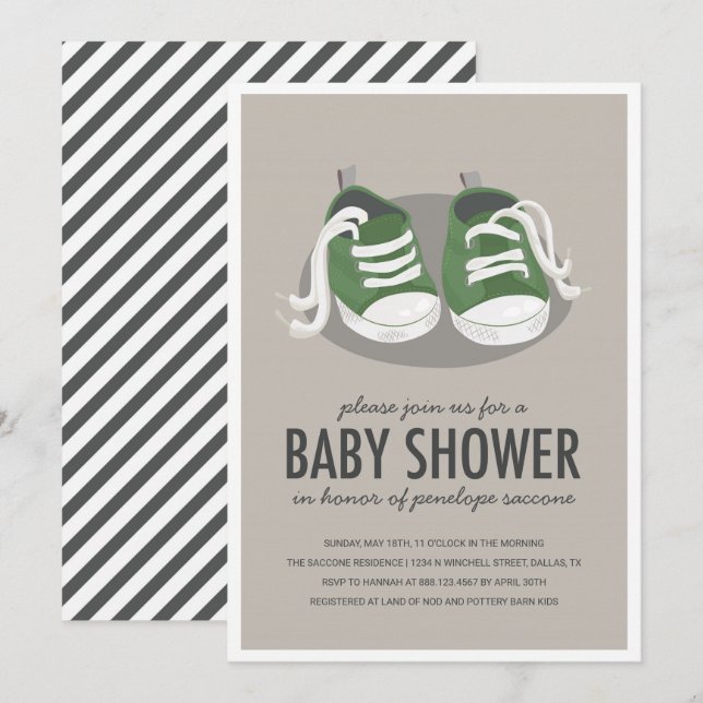 Baby Sneakers Shoes Invitation (Front/Back)