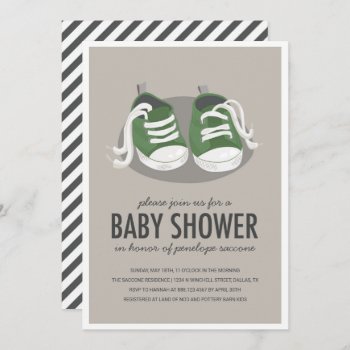Baby Sneakers Shoes Invitation by OakHouseDesigns at Zazzle