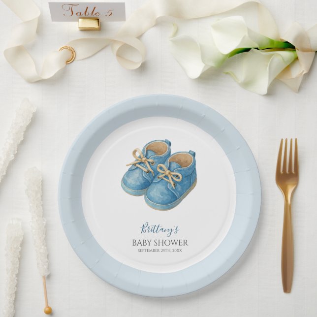 Baby Sneakers Sports Baby Shower  Paper Plates (Wedding)