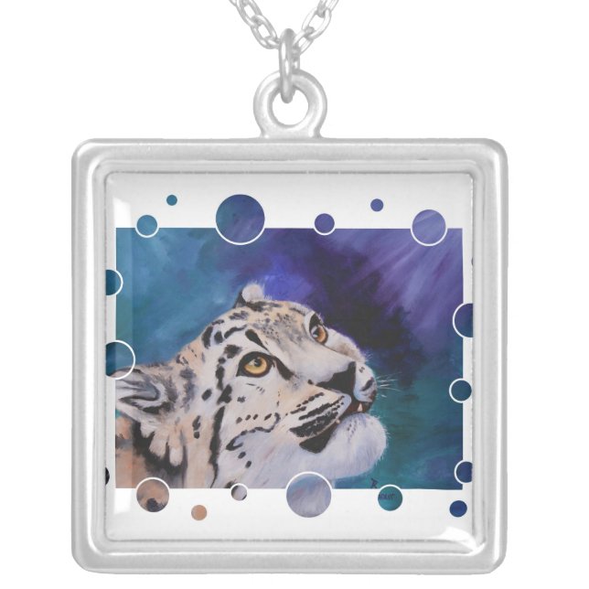 Baby Snow Leopard Bubbles Necklace (Front)