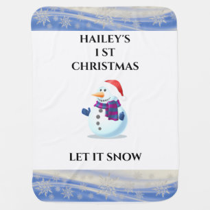 Baby snowmam & snowflake blanket. baby blanket