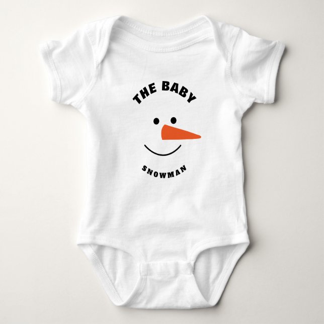 Baby Snowman Face Squad Matching Family Costume Baby Bodysuit (Front)