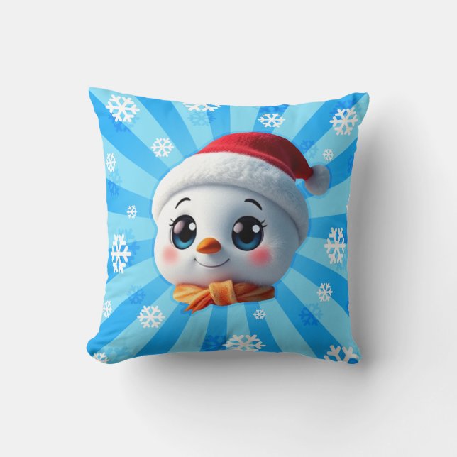 Baby Snowman Santa Cute Christmas Snow Man Holiday Throw Pillow (Front)