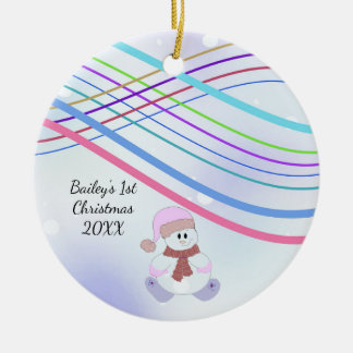 Baby Snowman Swirl First Christmas Ceramic Ornament