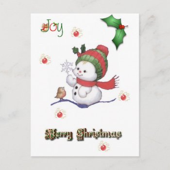 Baby Snowman Talking To A Baby Bird Postcard by charlynsun at Zazzle